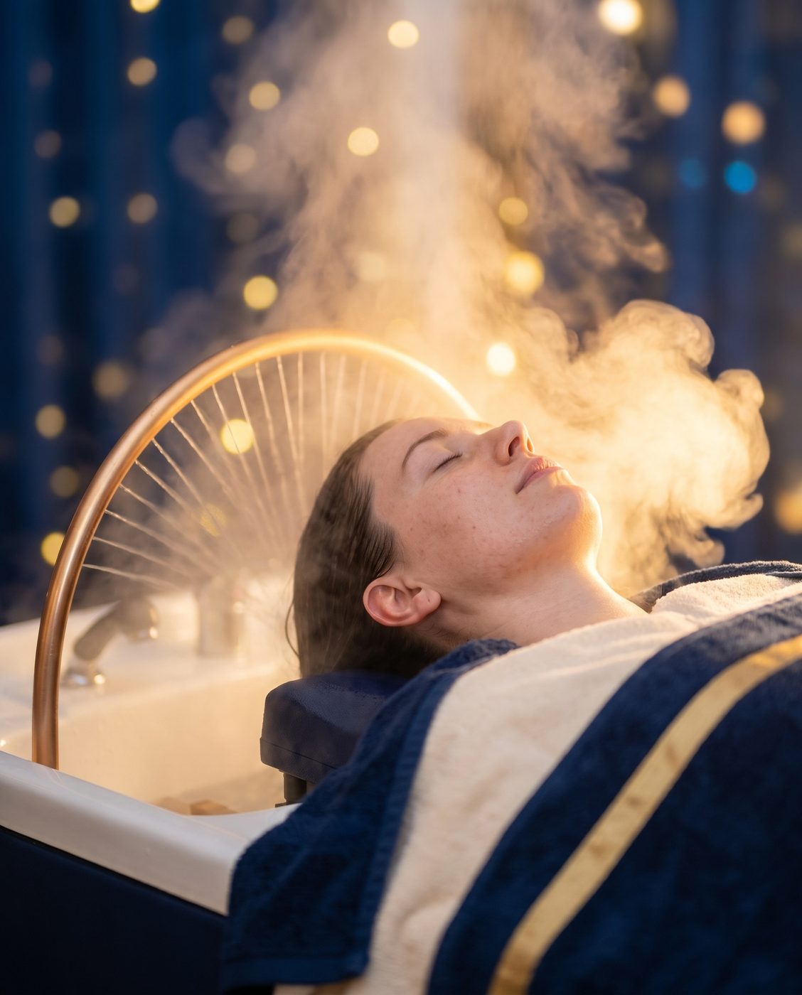 Guest relaxing in warm steam