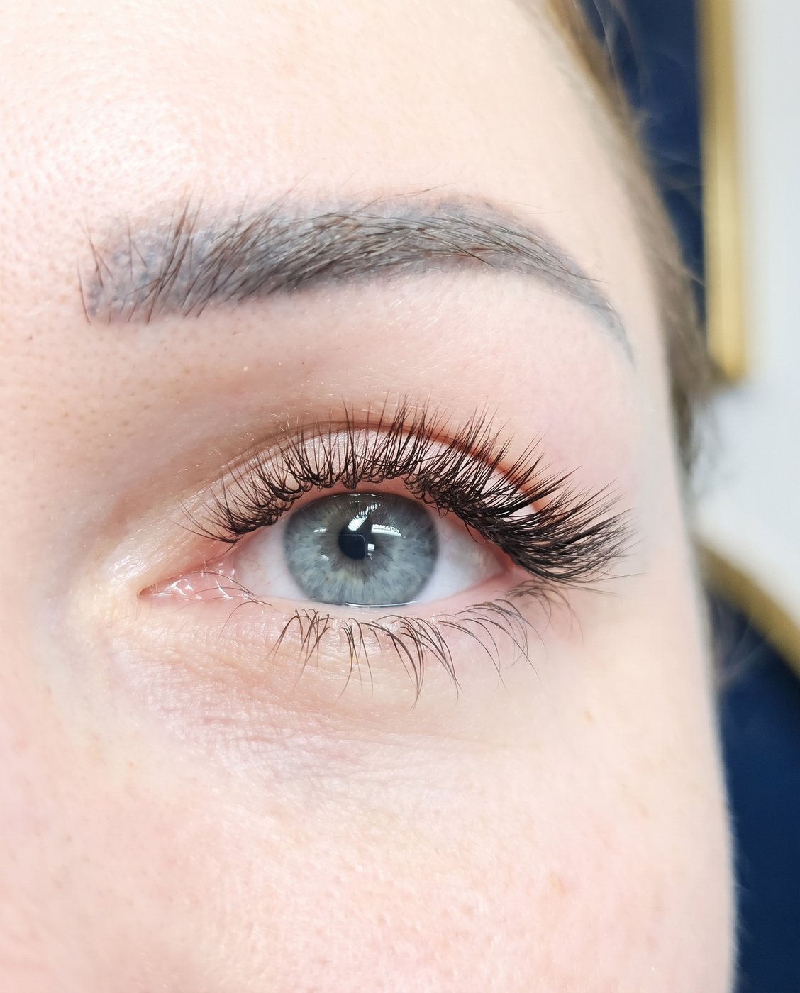 Close-up of natural lash extensions